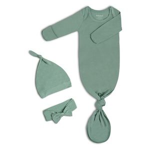 Newborn Baby Knotted Gown with Mittens, Bow, and Hat